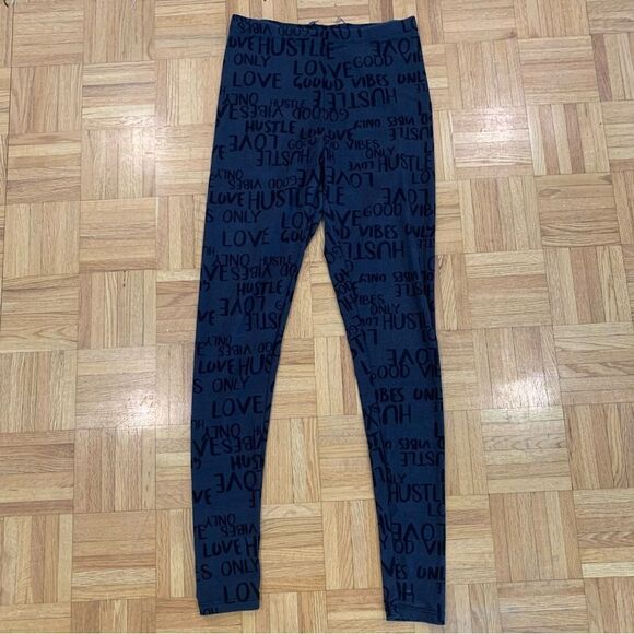 Good Vibes Only Grey and Black Leggings - Picture 1 of 4